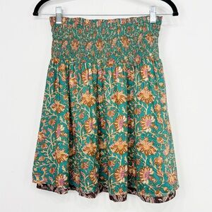 Natural Life Complimentary Floral Reversible Smock Waist Pull on Mini Skirt